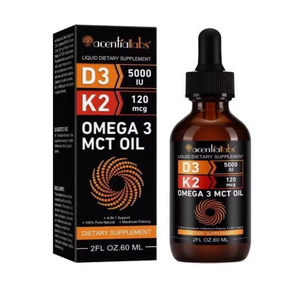 60 ml - Vitamin D3 K2 Tropfen | 4 ml = 20.000 IE | Markenprodukt - ACENTIALLABS®
